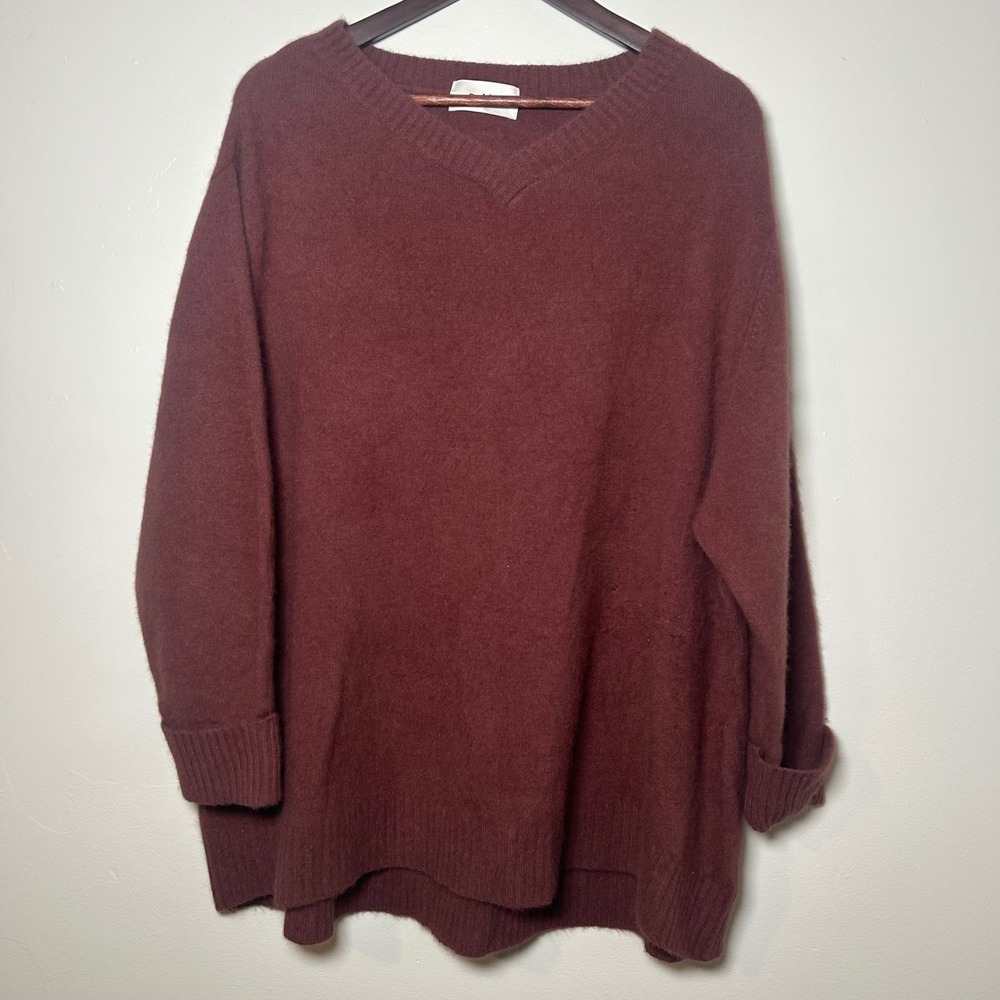 snidel Oversized V Neck Burgundy Maroon Cozy‎ Knit Sweater Women's F